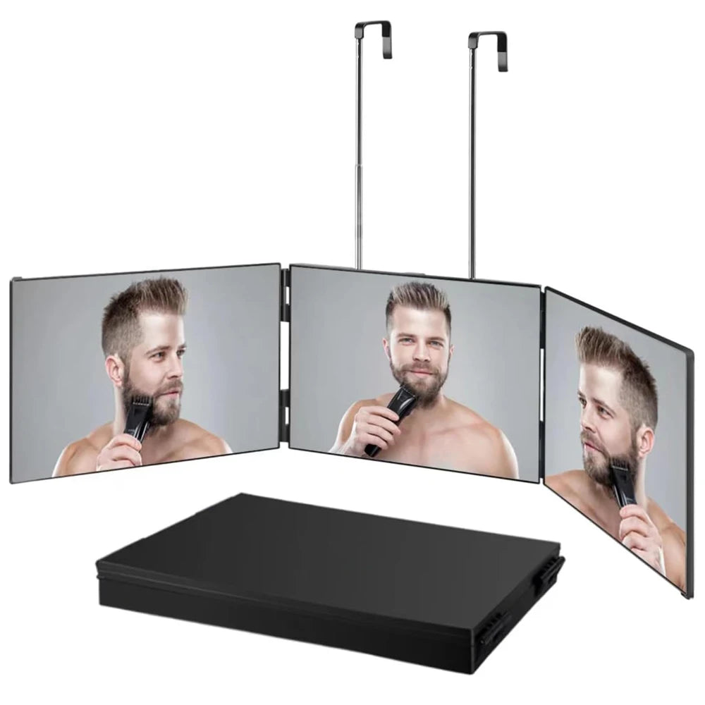 S Travel Portable 360 Trifold Vanity Makeup Mirror with Height Adjustable Telescoping Hook for Hair Self Cutting Fordable Mirror - Buy online at  Vibe In Cart.
