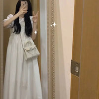 Women's Slim Fit White Midi Cotton Blend Dress, XXL