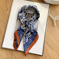 Printed Paisley Houndstooth Square Scarf for Women, Coffee Color, Polyester