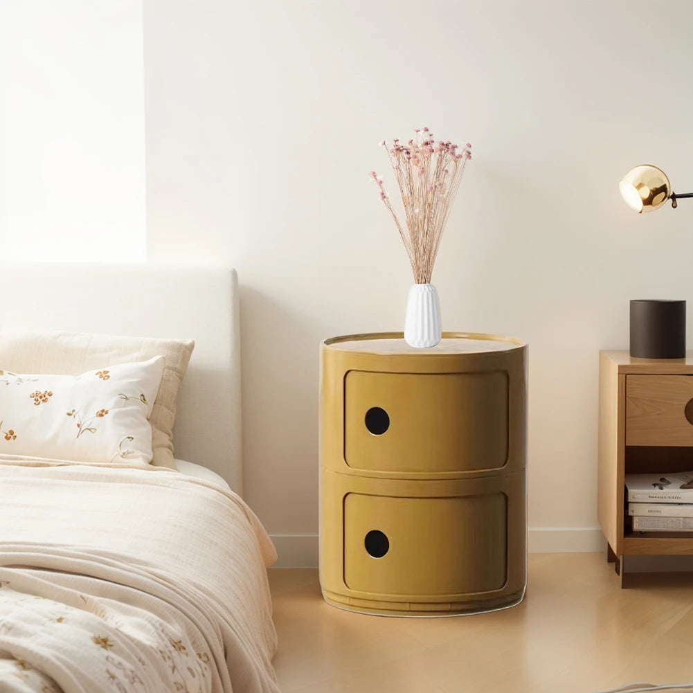 2/3 Layer Nordic Round Bedside Table Mini Storage Cabinet Bedroom Small Side End Table Nightstand Storage Locker for Bedroom - Buy online at  Vibe In Cart.