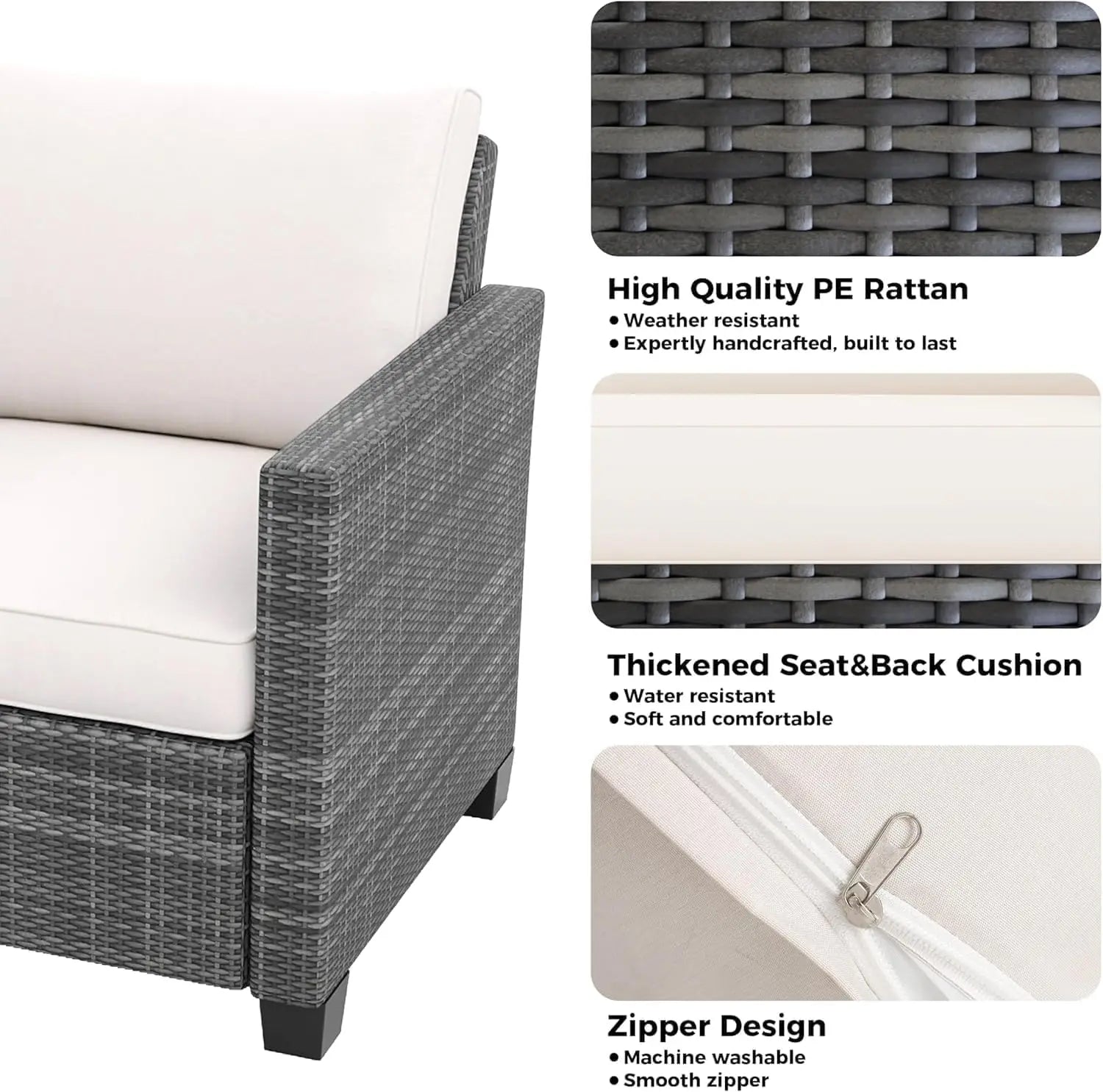 5 Piece Outdoor Patio Furniture Set with Coffee Table, Rattan Deck Conversation Sofa Set, All-Weather Sectional Rattan Sofa with - Buy online at  Vibe In Cart.