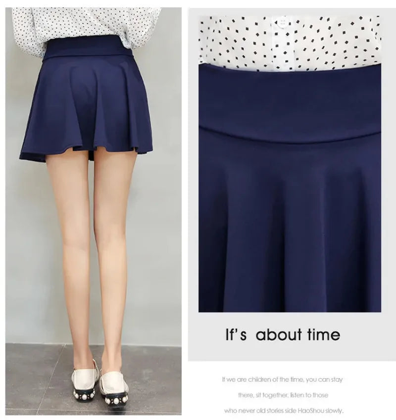 Women's Mini Pleated Flared Skirt Loose Fit Plus Size 4XL Acetate Cotton