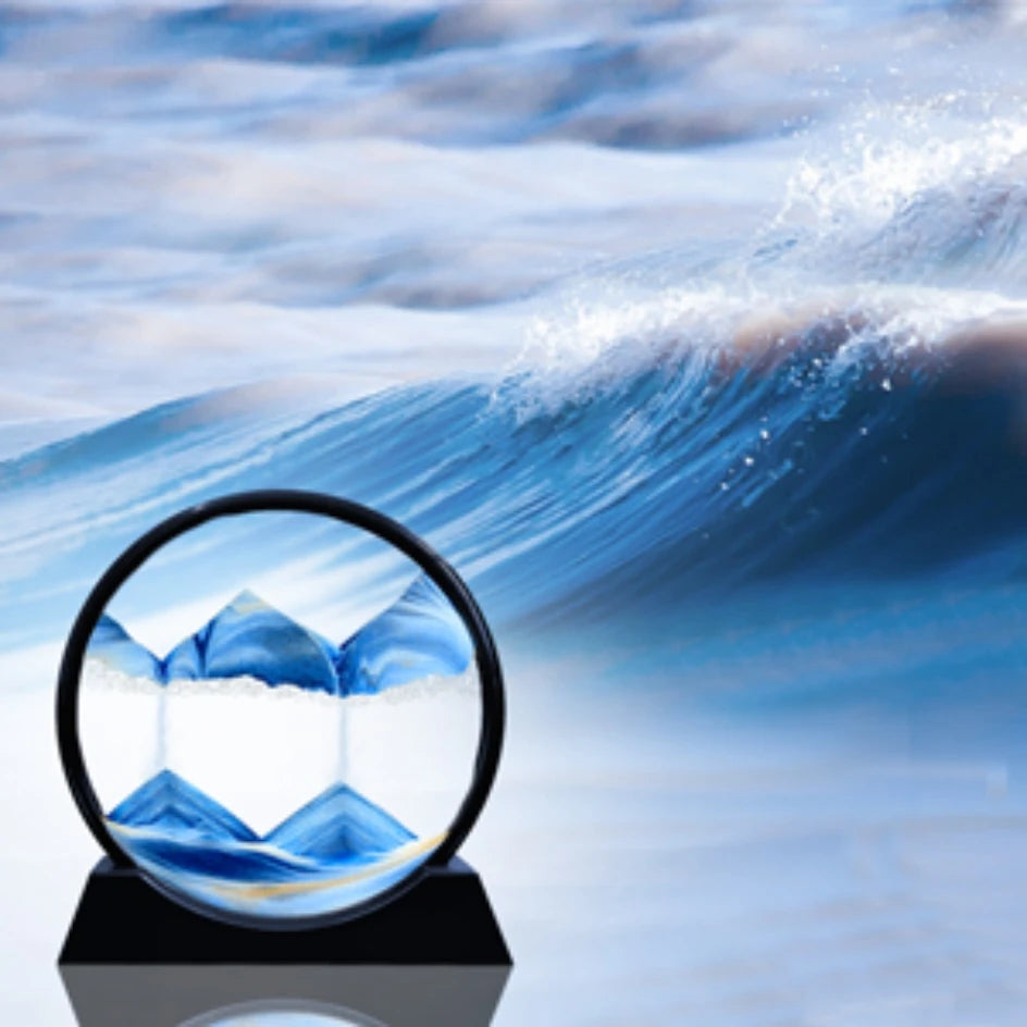 3D Moving Sand Art Picture Round Glass Deep Sea Sandscape Hourglass Quicksand Craft Flowing Sand Painting Office Home Decor Gift - Buy online at  Vibe In Cart.