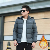 Men's Hooded Thermal Windproof Winter Jacket with Detachable Hood