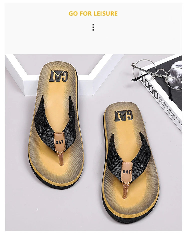 Men's GAT Flip-Flops Wide Strap Non-Pinch Retro Outdoor Anti-Slip Breathable British Style Sandals Beach Shoes - Buy online at  Vibe In Cart.