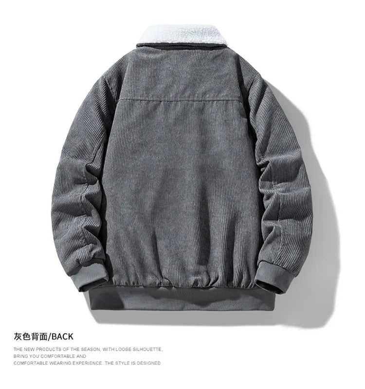 2025 Winter Collar Corduroy Jacket for Men, Casual, Comfortable, Loose, High Quality, Simple, Versatile,and Plush Jacket for Men - Buy online at  Vibe In Cart.