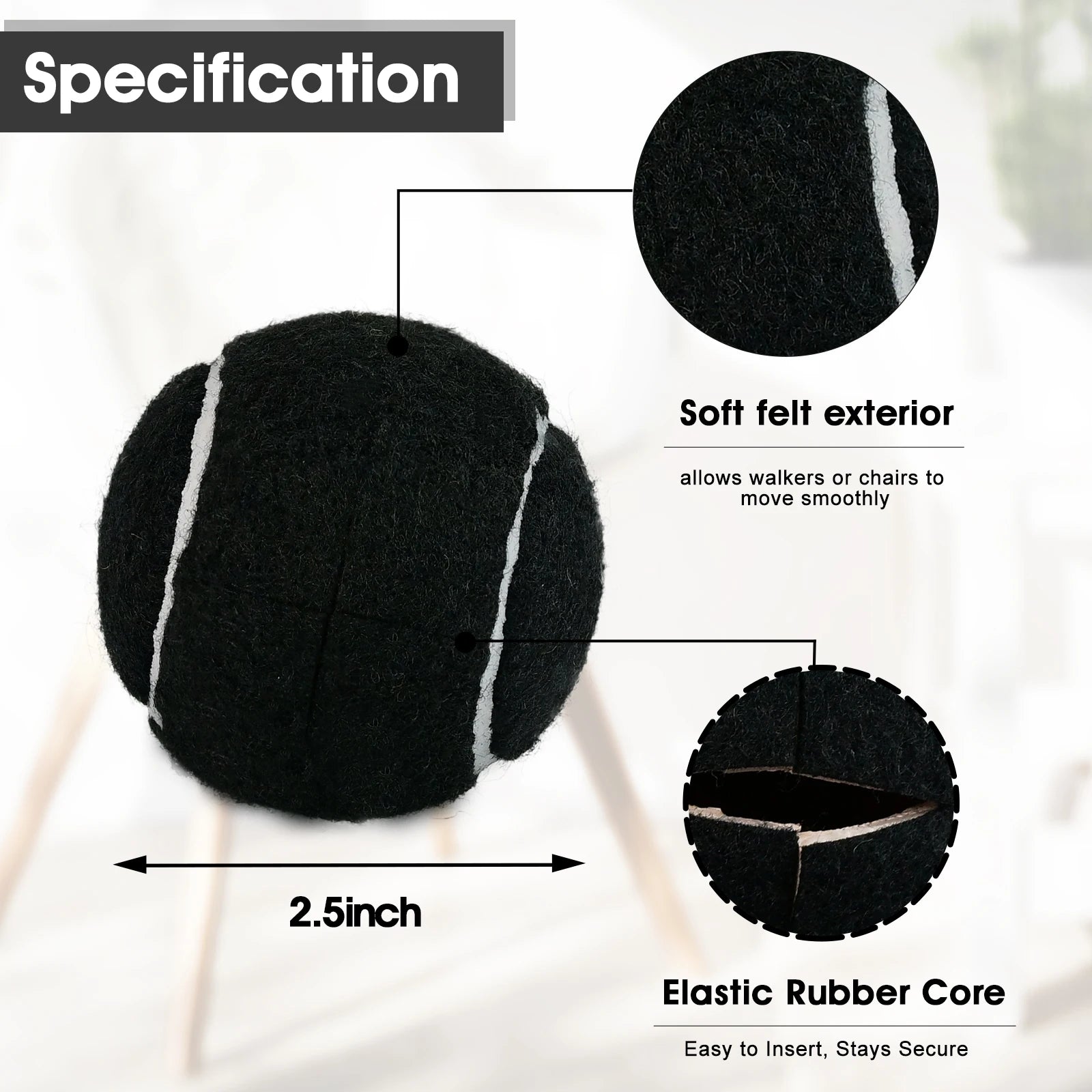 12Color Available Pre-Cut Tennis Balls Set of 4pcs Secure Fit for Most Walkers And Chairs Noise Reduction Walker Tennis Balls - Buy online at  Vibe In Cart.