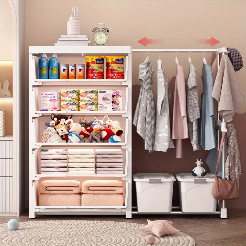 5/6-Tier White Wardrobe with Extendable Hanger - Large Space & Partitioned Storage Wardrobe for Bedroom, Dormitorie - Buy online at  Vibe In Cart.