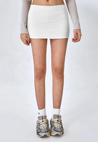 Women Low Rise Mini Skirt With Take The Short Cut Detail Slim Fit Mini Skort