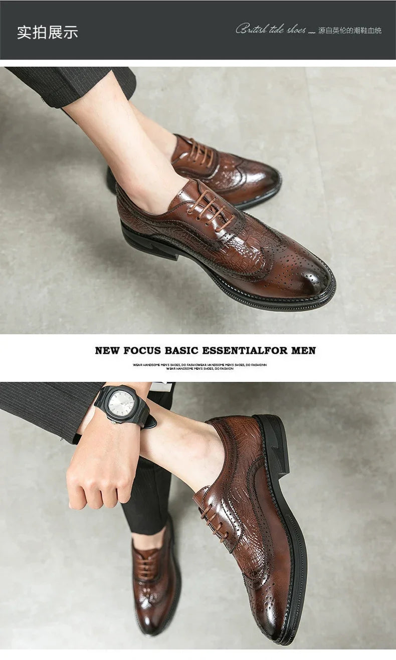 Men Suit Casual Shoes Luxury Men Brogue Dress Shoes Formal Business Leather Shoes Men Brown Wedding Italian Banquet Shoe Size 46 - Buy online at  Vibe In Cart.