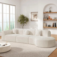 Curved Polyester Sectional Sofa Set, 7 Seat Modern Cloud Couch with Chaise Lounge, 3 Pillows, Fully Assembled for Living Room - Buy online at  Vibe In Cart.