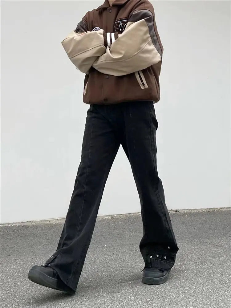 2025 Y2K Fashion Vintage Brown Baggy Flare Jeans Pants For Men High Street Hip Hop Women Casual Cotton Long Trousers Pantalon - Buy online at  Vibe In Cart.