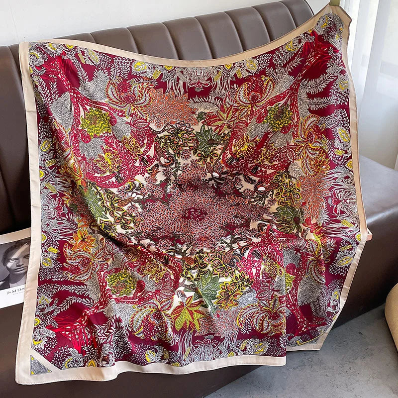 Women's Square Twill Scarf, 90x90 cm, for All Seasons