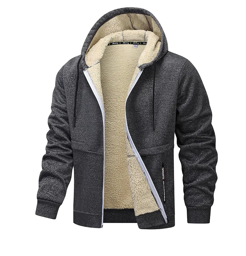 Sherpa Lined Men's Winter Jacket, Thickened Workwear Men Hooded Coat, Outdoor Casual Warm Fleece Jackets For Man - Buy online at  Vibe In Cart.