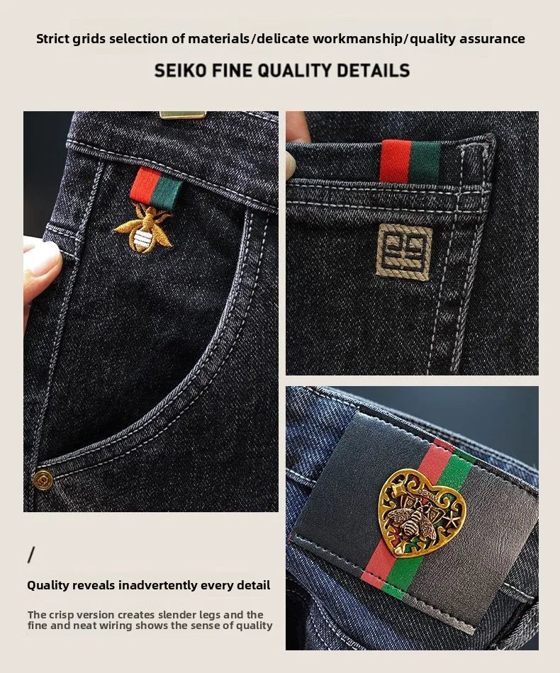 New Fashion winter Autumn Jeans Men's Printed Design Street All-Match Casual Soft Stretch Quality Men's Clothing Skinny Trousers - Buy online at  Vibe In Cart.