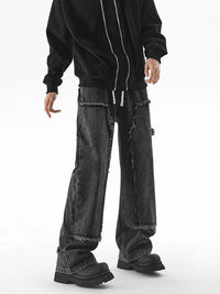 Men's Autumn Trendy Baggy Jeans Elastic Waist Washed Casual Denim Trousers Male High Street Fashion Wide Legs Straight Pants - Buy online at  Vibe In Cart.