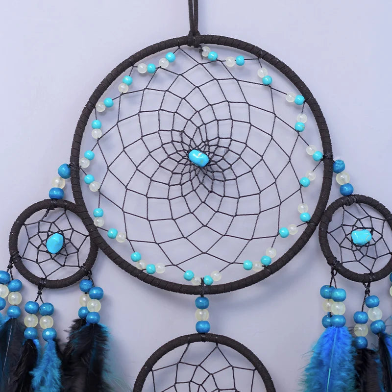 Handmade Dream Catcher Wall Hanging with Feathers and Beads