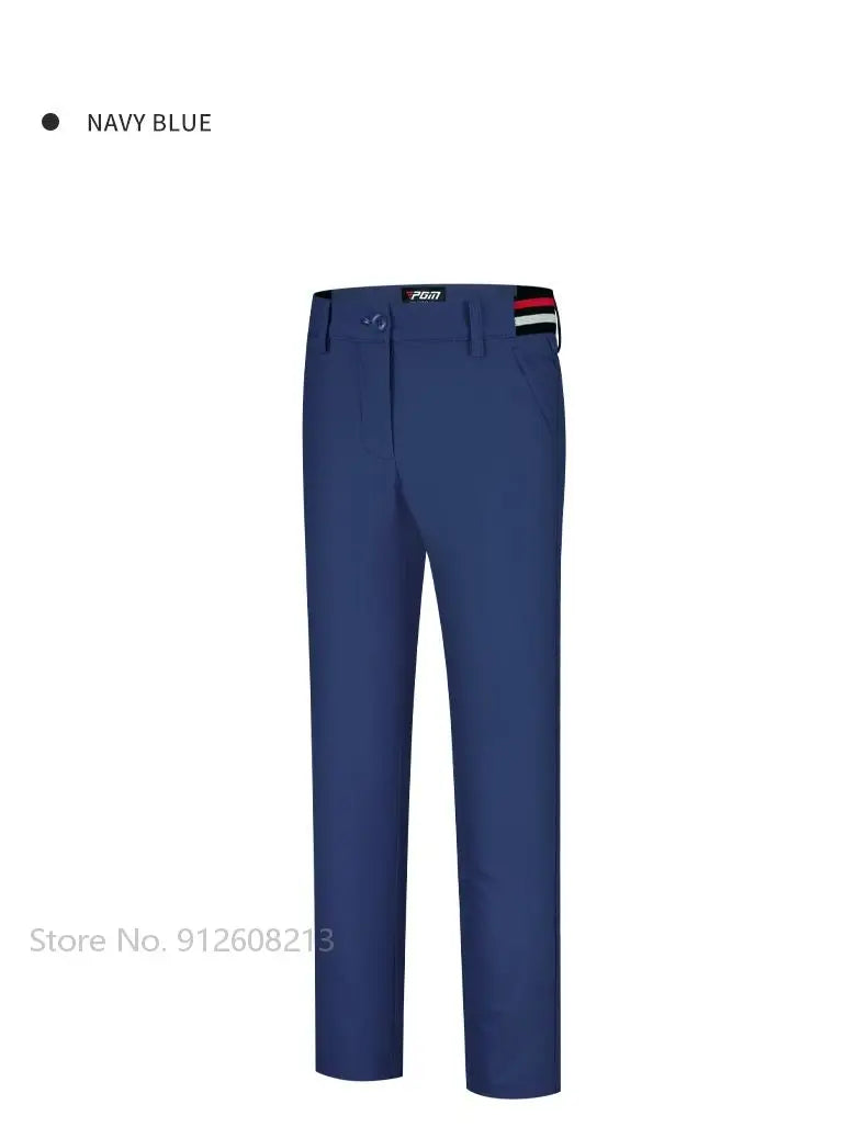 Children's Windproof Warm Golf Pants for Kids, Full Length, Elastic Band, Sizes S-XL