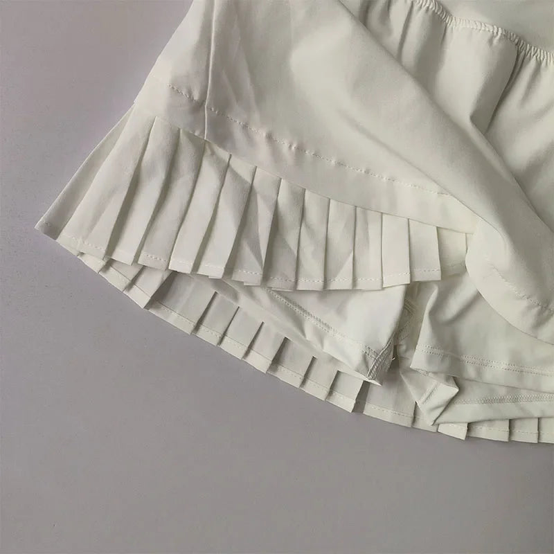 High Waisted Sports Short Skirt Summer New Style Cool Anti Glare Including Lined Shorts Fitness Yoga Quick Drying Pleated Skirt - Buy online at  Vibe In Cart.