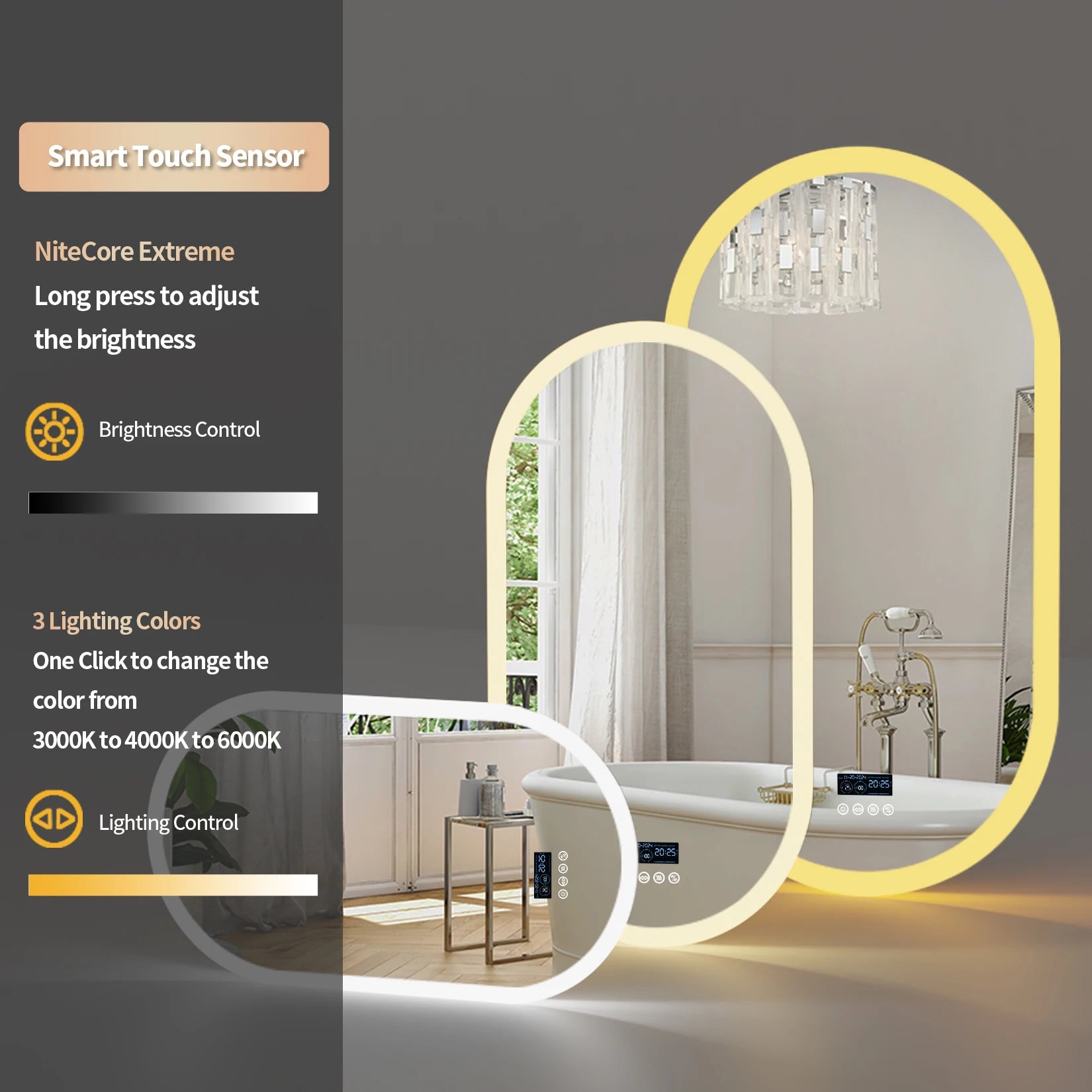 LUVODI Lighted Bluetooth Bathroom Mirror Led Backlit Illuminate Vanity Mirror with Time Date Display Anti-fog - Buy online at  Vibe In Cart.