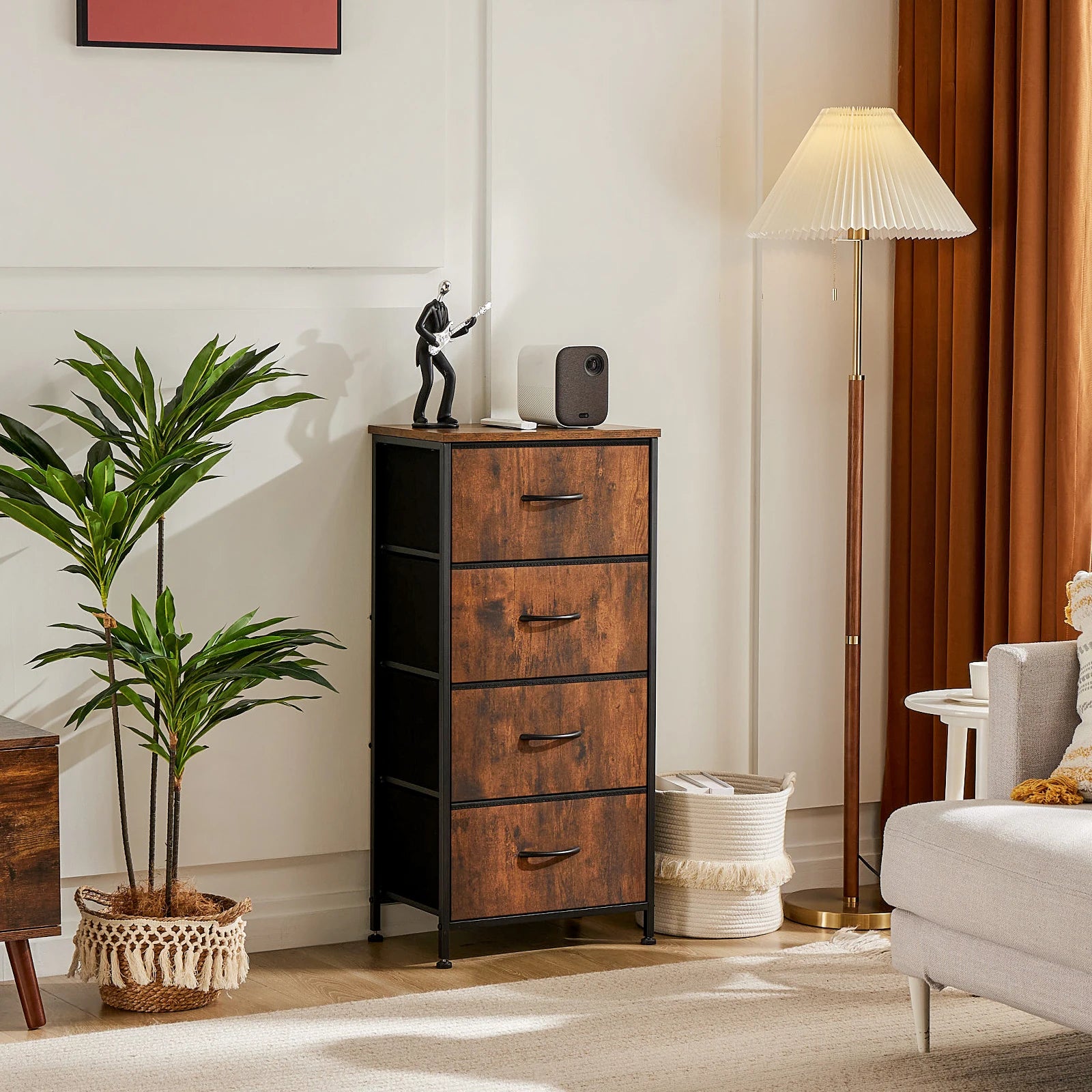 JHK Dresser For Bedroom With 4 Fabric Drawers Nightstand Wardrobe Steel Frame Closet For Clothes Storage Cabinet Of Furniture - Buy online at  Vibe In Cart.