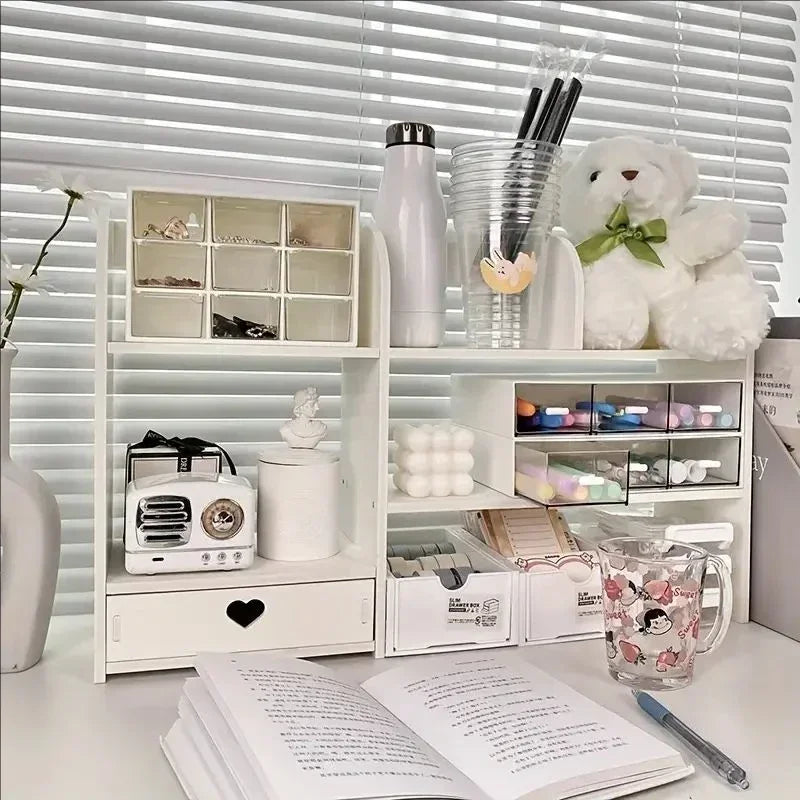 Double Layer Desktop Organizer Rack for Stationery Storage