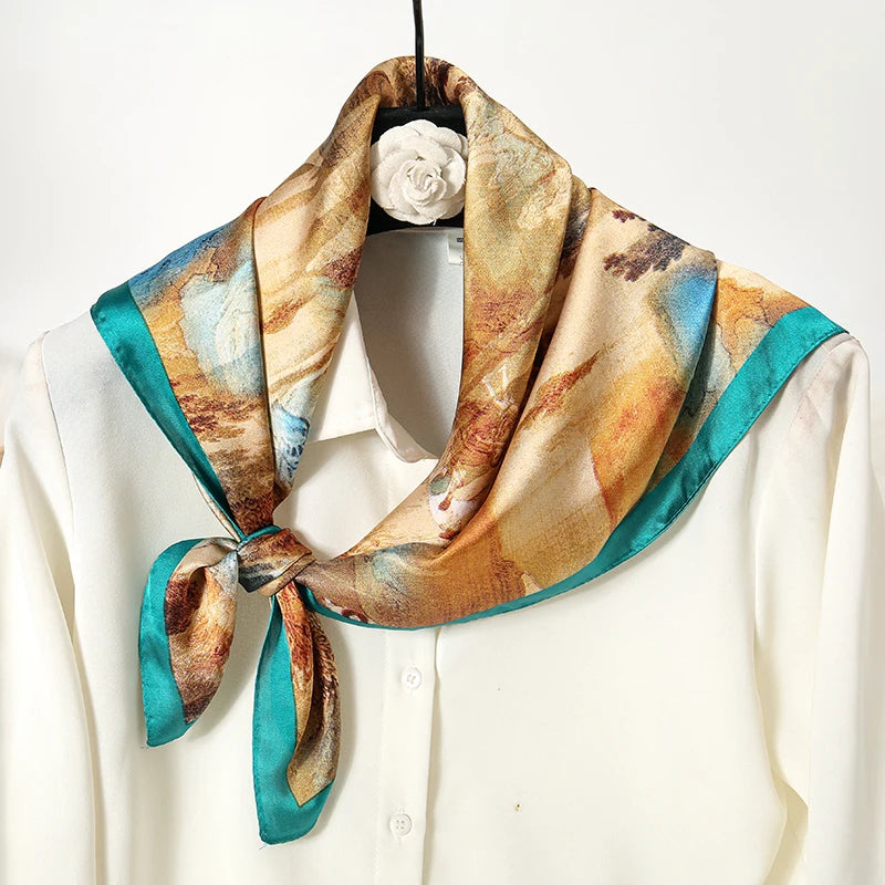 Square Satin Silk Scarf for Women, Casual All Seasons