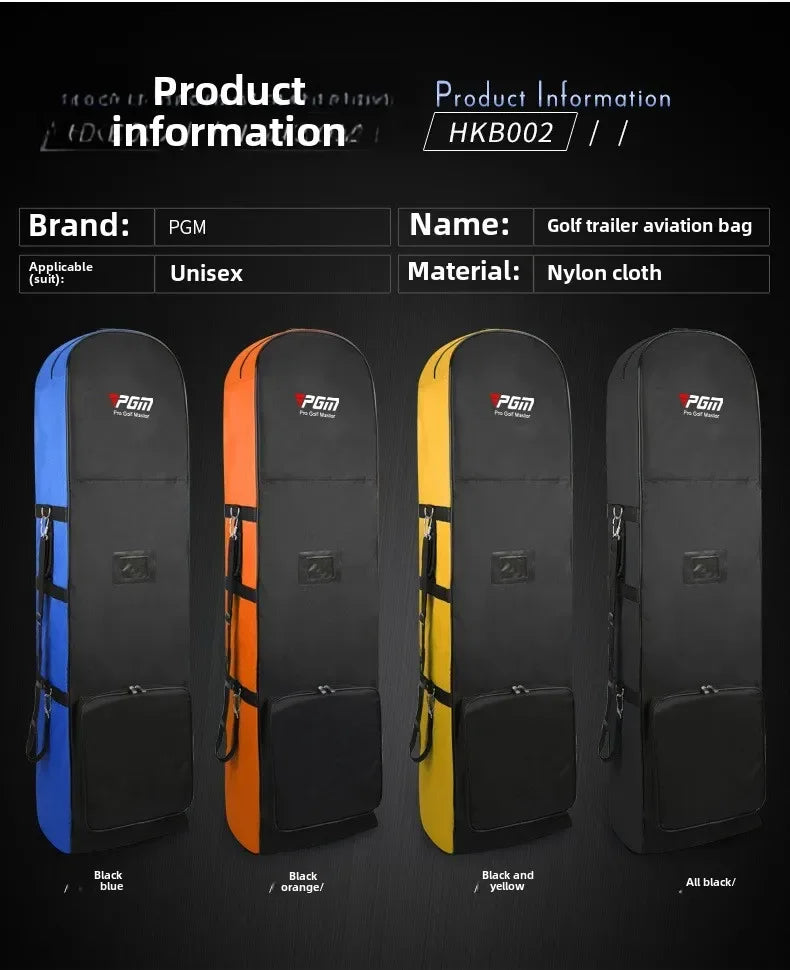 Nylon Single Layer Foldable Golf Aviation Bag with Pulley in Black