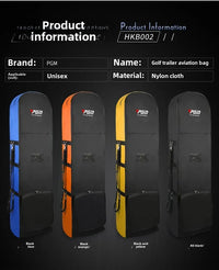 Nylon Single Layer Foldable Golf Aviation Bag with Pulley in Black