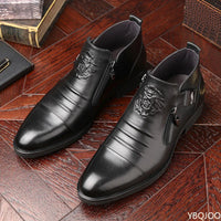Winter Men's Elegant Boots Ankle non slip Leather Shoes British Zip Black Knight boots Pointed Punk Platform male Booties Botas - Buy online at  Vibe In Cart.