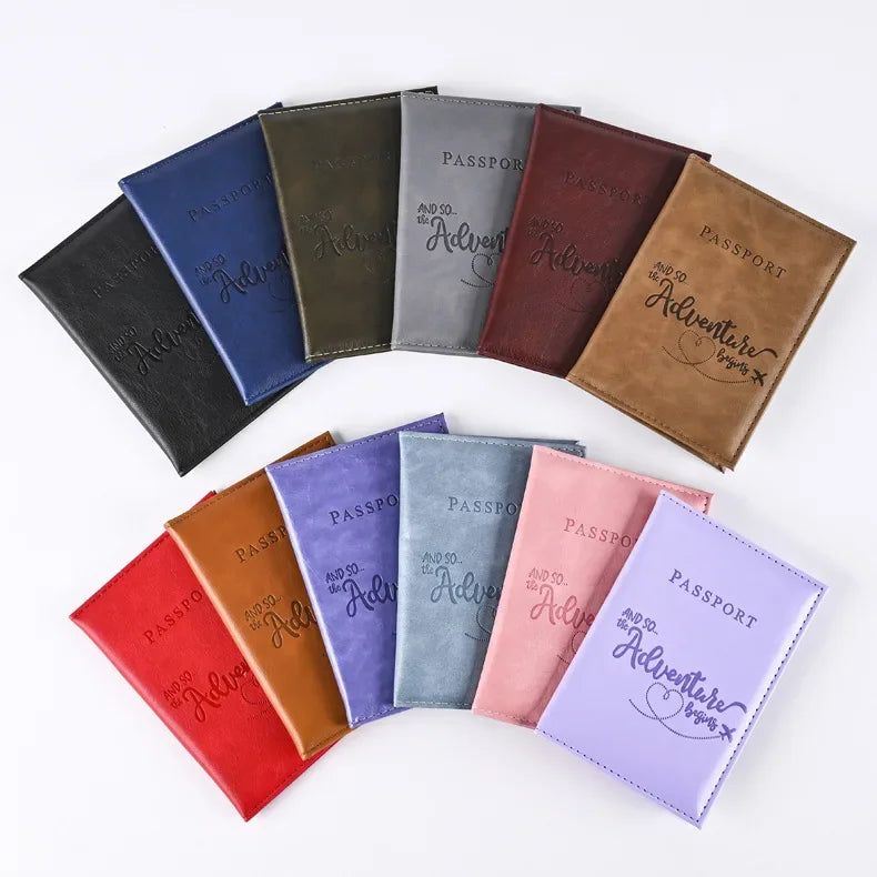 Solid PU Leather Passport Holder Wallet Card Case for Travel