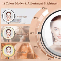 8 Inch Makeup Mirror With Light Lamp 10X Magnification 3 Color Lights,Adjustable Brightness Height Standing Cosmetic Mirror - Buy online at  Vibe In Cart.