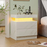 Cubehom LED Nightstands with 2 Drawers, End Table with RGB LED Lights for Bedroom Living Room, White Bedside Table - Buy online at  Vibe In Cart.