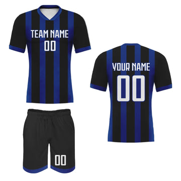 Custom Men's Football Uniform Soccer Kit Women Tracksuit Blue Black Personalized Soccer Jersey Shorts Set with Team Name Number - Buy online at  Vibe In Cart.