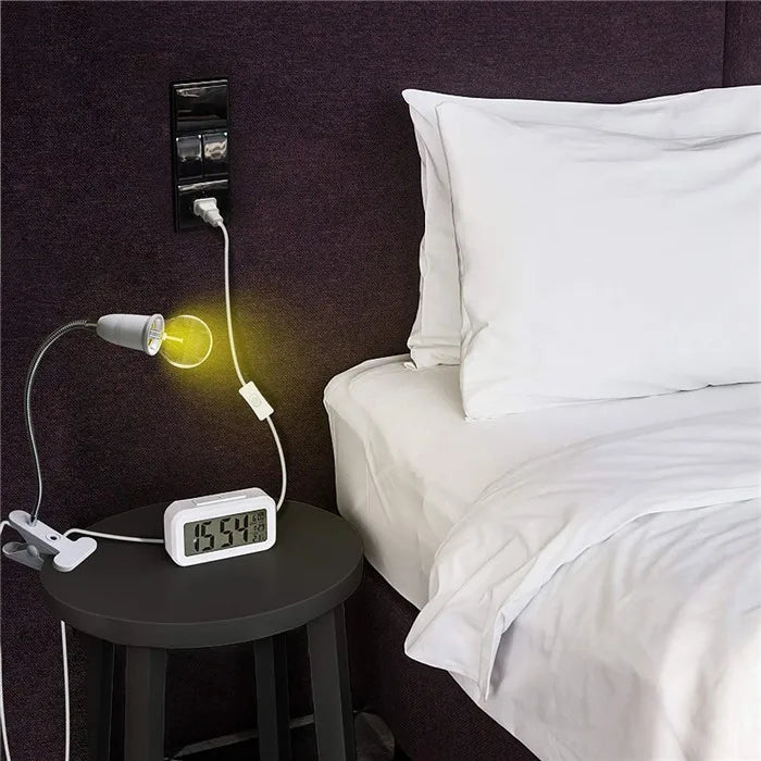 EU US Plug 360 Degrees Flexible Desk Lamp Holder E27 Base Light Socket Gooseneck Clip-On Cable With On Off Switch for Home Plant - Buy online at  Vibe In Cart.