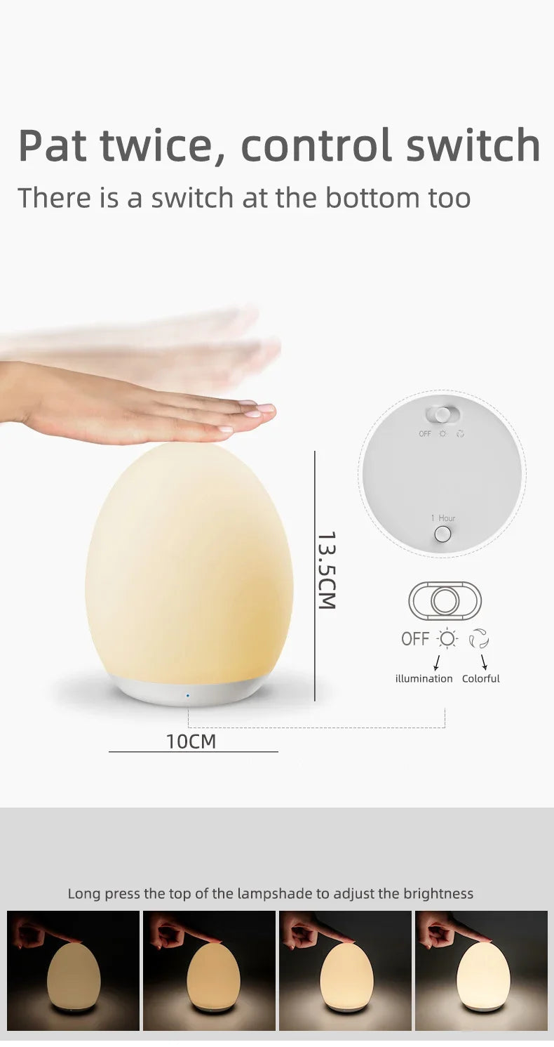 7 Color Changing Night Light RGB Remote Control Touch Dimmable Lamp Portable Table Bedside Lamps USB Rechargeable Night Lamp - Buy online at  Vibe In Cart.