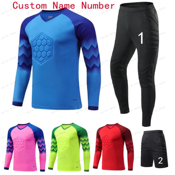 2023 Men Kid Football Goalkeeper Uniform Protective Sponge Long Sleeve Soccer Training Goalkeeper Top Soccer Jersey Pants Custom - Buy online at  Vibe In Cart.
