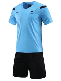 Men's Polyester Soccer Referee Uniform with Jersey and Shorts