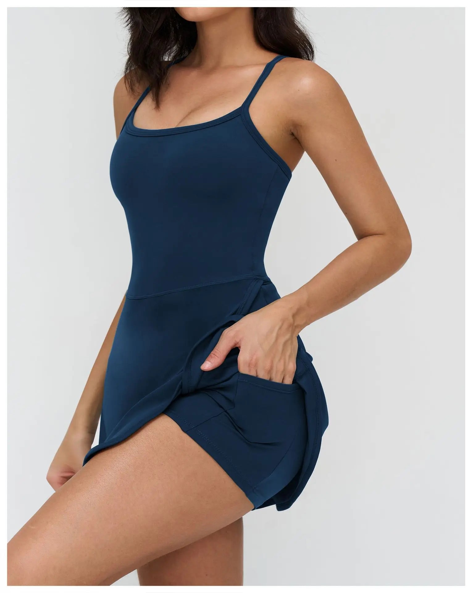 Tennis Dress with Shorts Underneath Women Golf Wear Above Knee Length White Sport Dresses with Shorts Outfit Fitness Workout