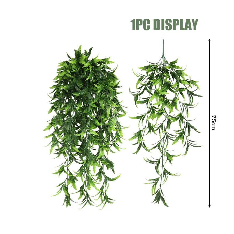 Artificial Plant Persian fern Leaves Vines Home Room Decor Hanging Plastic Leaf Grass Wedding Party Wall Balcony Home Decoration - Buy online at  Vibe In Cart.