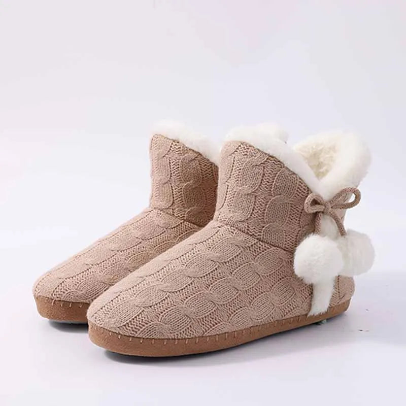 Litfun Winter Warm Plush Boots For Women Outdoor Soft Sole Non-slip Knit Furry Snow Boots Indoor Cozy Fur House Cotton Slippers - Buy online at  Vibe In Cart.