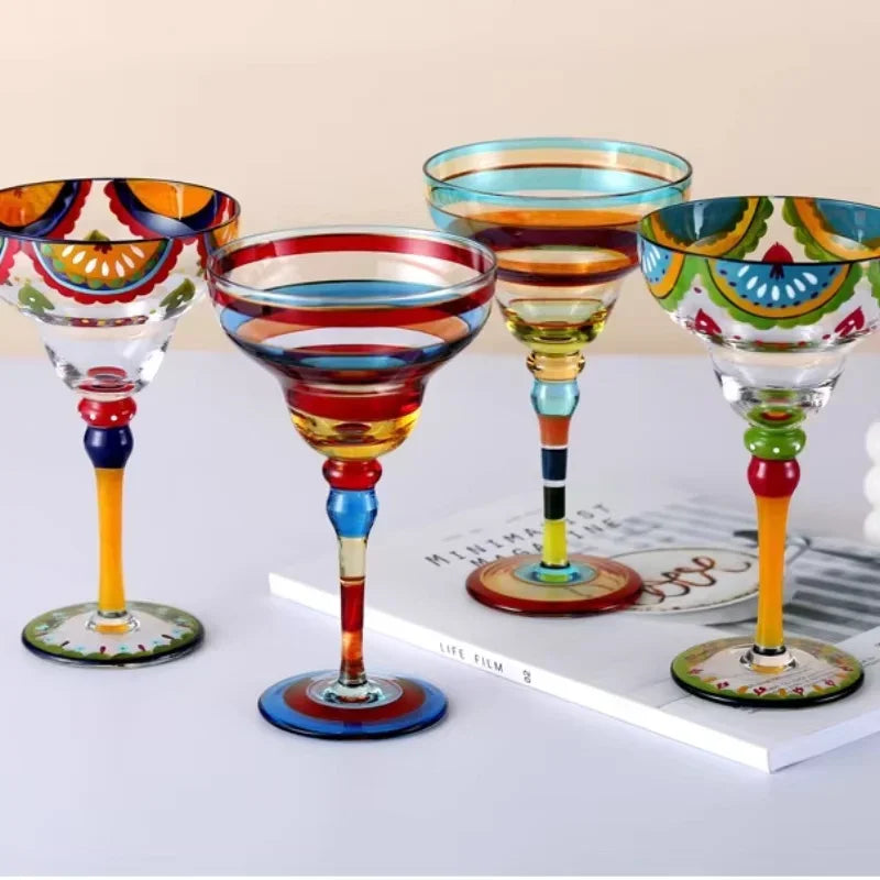 Handmade Colorful Margarita & Champagne Cocktail Glasses Set Creative Design for Home Bar Wedding Party Elegant Unique Drinkware - Buy online at  Vibe In Cart.