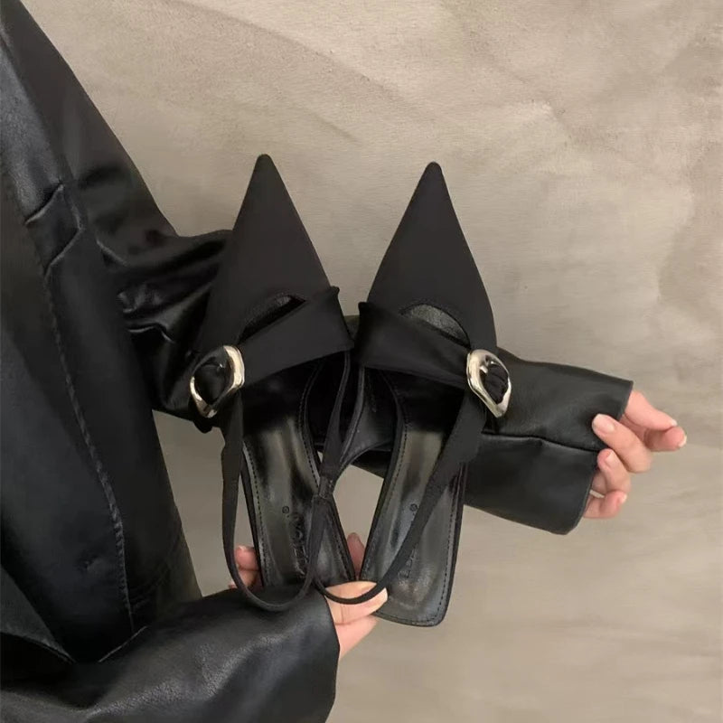 Pointy High Heeled Sandals Women's Buckle Brand Casual Fashion Slippers Sexy Slingback Shoes Sweet Muller Beach Sandals Women - Buy online at  Vibe In Cart.