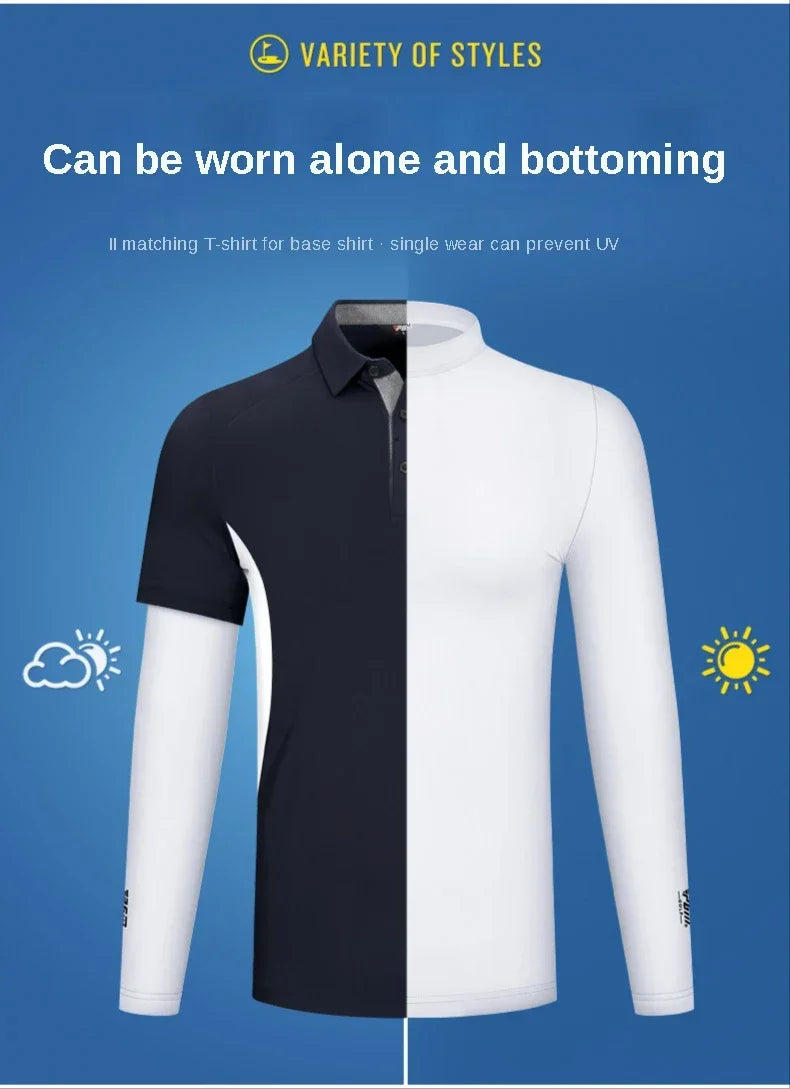 PGM Mens Sun Protection Golf Shirt Underwear Long Sleeve Golf Shirt Cooling Ice Silk T-shirts Anti-UV Soft Golf Apparel For Men - Buy online at  Vibe In Cart.
