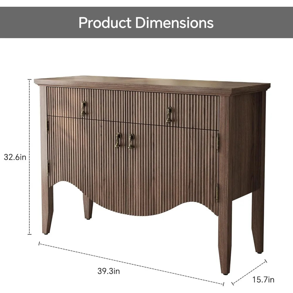 40" Retro Buffet Cabinet with Storage, Fluted Sideboard Credenza with Drawer, Accent Bar Cabinet for Living Room Furniture - Buy online at  Vibe In Cart.