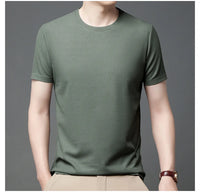 Men's Short Sleeved Waffle Cotton Round Neck T-Shirt