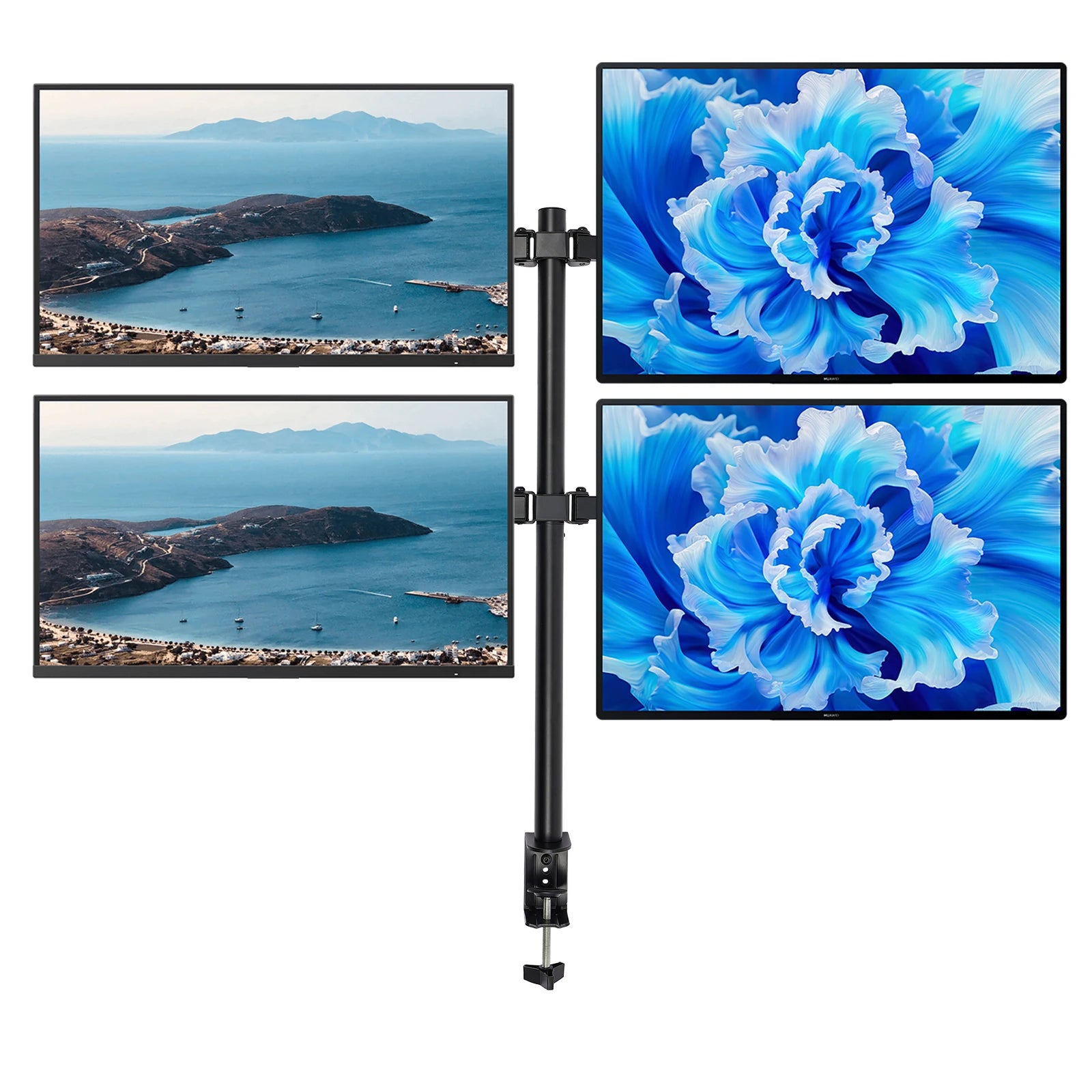 Adjustable Height Monitor Arm for 10-27 Inch Screens with 360 Degree Rotation in Black