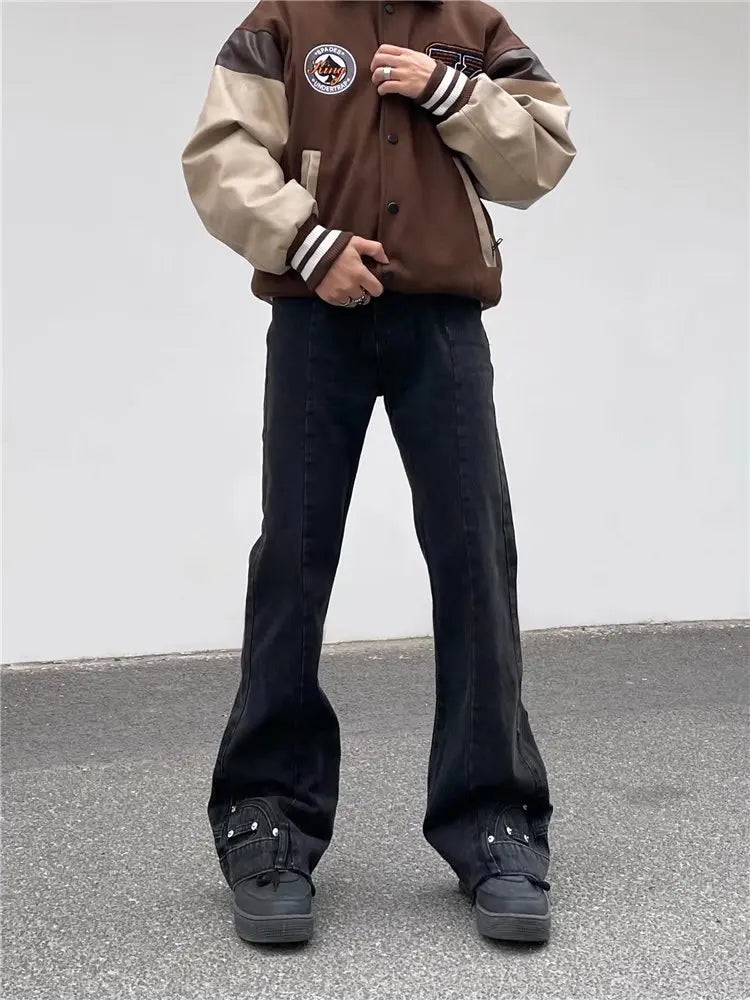 2025 Y2K Fashion Vintage Brown Baggy Flare Jeans Pants For Men High Street Hip Hop Women Casual Cotton Long Trousers Pantalon - Buy online at  Vibe In Cart.