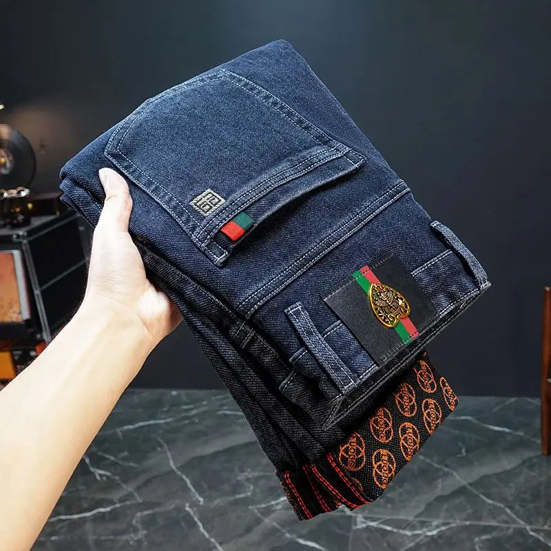 New Fashion winter Autumn Jeans Men's Printed Design Street All-Match Casual Soft Stretch Quality Men's Clothing Skinny Trousers - Buy online at  Vibe In Cart.