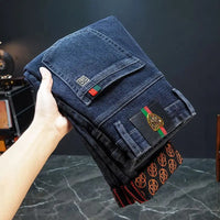 New Fashion winter Autumn Jeans Men's Printed Design Street All-Match Casual Soft Stretch Quality Men's Clothing Skinny Trousers - Buy online at  Vibe In Cart.